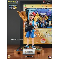 Japan Pokémon Champion Xiaozhi Figure Pikachu Doll Chassis Decoration GK Model Gift