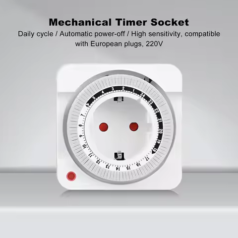 24-Hour EU Plug-in Heavy Duty Outlet Timer with 15 Minute Intervals Timer Outlet 220V for Aquariums 