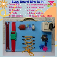 BLUE BUSY BOARD CHILDREN'S PLAY BOARD MONTESSORI TOYS CHILDREN'S EDUCATION WOODEN BUSY BOARD