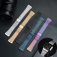 Stainless Steel Watchband for Casio SGW400 F91W F84 F105/108/A158/168 AE1200/1300 Small Square Silver Blue Watch Bands Replacement 18mm Vintage Metal Strap