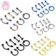 Aosunyuk Mixed 8PCS 16G Stainless Steel Helix Piercing Jewelry Ear Eyebrow Nose Lip Rings EN