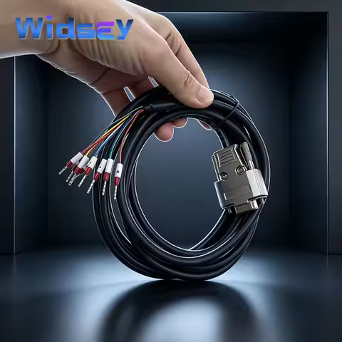 24AWG DB9 DB15 DB25 Connector Cable with Numbered Tube 9/15/25Pin Terminal Serial Port Wire Male Fem