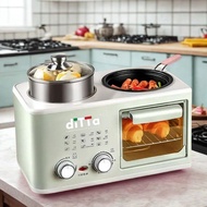 DITTA 1200W 8L 4 in 1 Multifunction Breakfast Machine Mini Bread Toaster Baking Oven Fry Pan Hot Pot