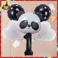 6pcs Panda Balloon with Number Black Foil Balloon Set Kid Birthday Party Photo Backdrop Decoration