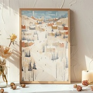 雪村滑雪道 Ski Trail / 耶誕雪景掛畫 / 客廳掛畫 入厝禮