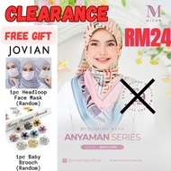 💯 MINAZ HIJAB Free Gift JOVIAN Face Mask Baby Brooch New Clearance Sale ANYAMAN PINK Tudung Bawal Co