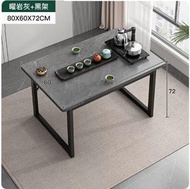 ONE - 鐵藝傢具 岩板桌 電腦桌 會議枱 餐桌 泡茶桌【單桌】岩灰+黑架80x60x72cm