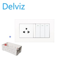 DELVIZ 3 Open 2 Street light switch + US 3 hole Wall socket. 16A power switch socket. With junction