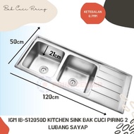 IGM IBS12050D BAK CUCI PIRINGKITCHEN SINK WASTAFEL DAPUR 2 LUBANG