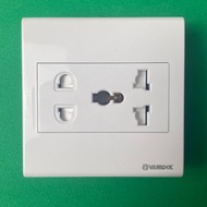 Sino 16A Multi-Purpose Socket + Square 2-Prong Covered Socket S98CC Series - Square Face Match S98CC