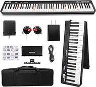 Soulmate Keyboard Piano Foldable Piano 88 Keys Full Size Semi Weighted Portable Piano 128 Rhythms/Tones, Bluetooth MIDI Digital Piano Folding Piano for Beginners with Piano Bag, Black