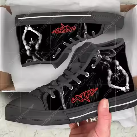 Hot Summer Rap 2pac Tupac All Eyez on Me Arrive Fashion Lightweight High Top Classic Canvas Shoes Me