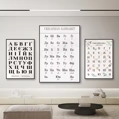 Ukrainian alphabet, Cyrillic language poster, education poster, learn Ukrainian language, ABC print 