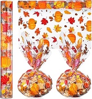 Christmas Halloween Fall Easter Cellophane Wrapping Paper 100 ft x 16 In 2.5 Mil Thick Cello Wrap Roll Crystal Clear Paper Wrapper Colored Bunny Egg Cellophane Gift Wrap (Pumpkin)