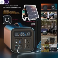 LED Lighting Power Station 550Wh With Solar Panel 200W for Camping, Fishing, Emergency Battery Backu