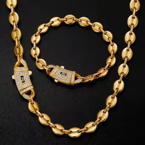 Luxury 24K 9999 Pure Gold real gold Men's Coffee Bean Pig Nose Chain S Buckle Bracelet