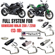 KAWASAKI NINJA 250 N250 Z250 2013 2014 2015 2016 2017 2018 EKZOS Manifold Full System Exhaust Muffle