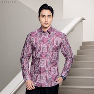 LASKALA BATIK Premium Dhwani Salem Men's Slimfit Long Sleeve Kemeja Batik Shirt