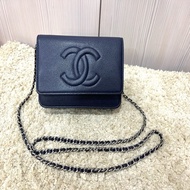 Chanel 雙C荔枝牛深藍Woc timeless woc