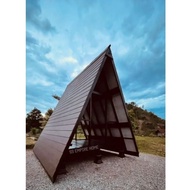 Gazebo 14x14 Triangle Hard Solid Wood Pondok Kayu Handmade Outdoor Bilik Rumah Sewa Guesthouse Cuti 