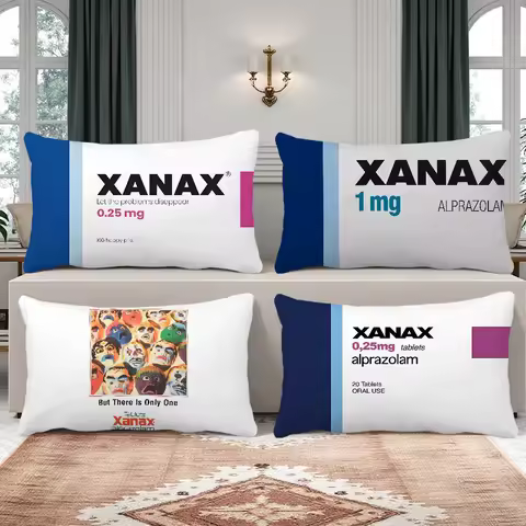 Funny Xanax Rectangle Pillow Case Printing Bedside Sofa Room Home Decoration Pillowcase