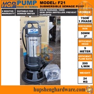 HCP F21 Submersible Sewage Pump Waste Water Pump Vortex Pump Septic Tank Pump Dewatering Pump 2" 750