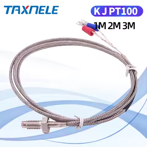 400 800 degree M6 Screw K J PT100 1M 2M 3M Cable RTD Thermocouple Oven Temperature Sensor Industrial