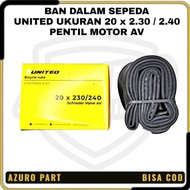 [AZURO BIKE] UNITED BICYCLE INNER TYRE SIZE 20 x 2.30 2.40 AV MOTORCYCLE VALVE