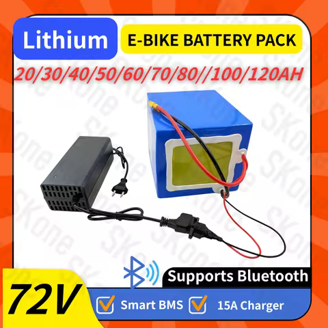 E-bike battery 72V 30Ah 40Ah 50Ah 60Ah 80Ah 100Ah Lithium battery Bluetooth BMS for3000W 5000W Scooe