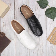 編織格紋男款懶人鞋-黑/白 2BK99