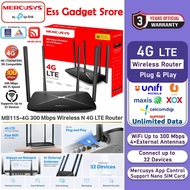 Mercusys MB115-4G 300 Mbps Wireless N 4G LTE Router | Nano SIM Plug & Play | 4 Antennas | Support Ho