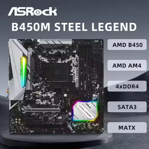 ASRock B450M Steel Legend Motherboard Support R9 5950X R7 5800X3D 5700X R5 5600X 5600G CPU 4xDDR4 32