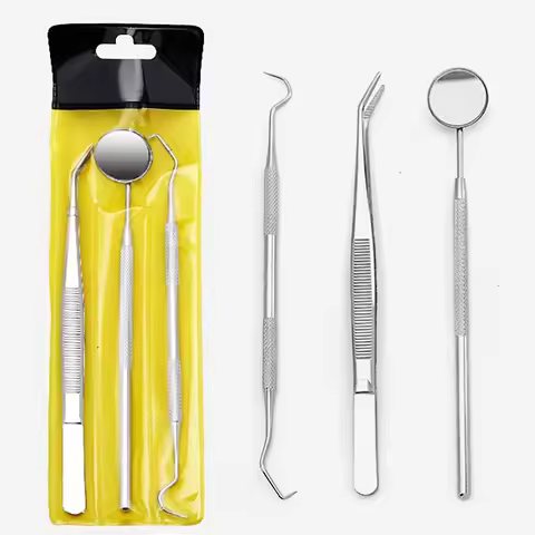 Dental Tool Set Dental Mirrors Oral Scope Tweezers 3pcs Stainless Steel Teeth Cleaning Tool Oral Den