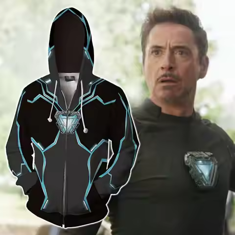 Iron Man Cosplay Costume 3D Outwear Tony Stark Iron Man Hoodie Zipper Autumn Polyester Thin Jacket P