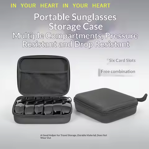 【X】Sunglasses Storage Organizer 4 5 6 7 8 Adjustable Compartment Case for Family and Trip Multi Glas