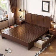 Wooden Bed Modern Hostel Simple Home Double Bed 1.8 Antique French Antique American Retro 1.5 Chines
