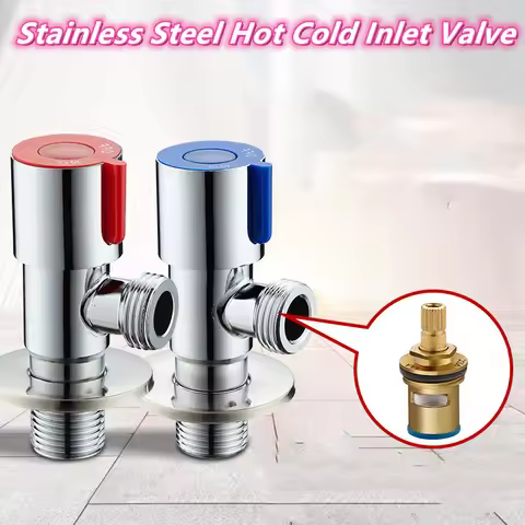 Stainless Steel Triangle Valve Hot Cold Inlet Valve Toilet Water Stop Valve Water Heater Valve Kitch
