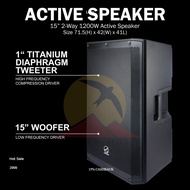 AmpAudio 15 Inch Active Speaker 1200W Active Speaker with Bluetooth - 1unit Portable Speaker