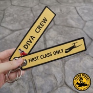 Diva Crew First Class Only Embroidery Keychain Aviation Keychain