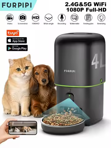 Tuya Smart Automatic Pet Feeder 5G WiFi 4L Cat Food Dispenser with 1080P Camera Two-Way Audio Smart 