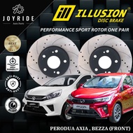 ILLUSION PERODUA AXIA, BEZZA FRONT (DEPAN) PERFORMANCE SPORT SLOTTED & DRILL DISC BRAKE ROTOR
