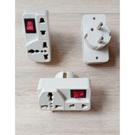 MULTIPURPOSE PLUG + ON OF LIGHT / over universal 3-pin plug, 3-pin to 2-pin plug