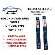 Bosch Advantage BA20 BA17 Wiper Blade 20" &amp; 17" U-Hook Type Sesuai Untuk Proton Wira Satria Perodua Kenari Hyundai Atos