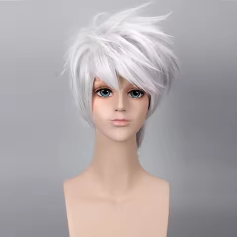 Anime Hatake Kakashi Cosplay Wig Silver White Short Heat Resistant Synthetic Hair Halloween Party Pl