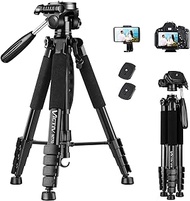 VICTIV 74” Camera Tripod, Tripod for Camera and Phone, Aluminum Tripod for Canon Nikon with Carry Bag and Phone Holder, Compatible with DSLR，iPhone, Projector, Webcam, Spotting Scopes