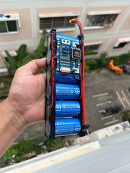 แบตเตอรี่ฟอสเฟต LiFePo4 32700 +BMS 6S 20A. 6S 1P 6100mah 19-21.8v 6100mah (หุ้มฟิล์มสีฟ้า-ดำ