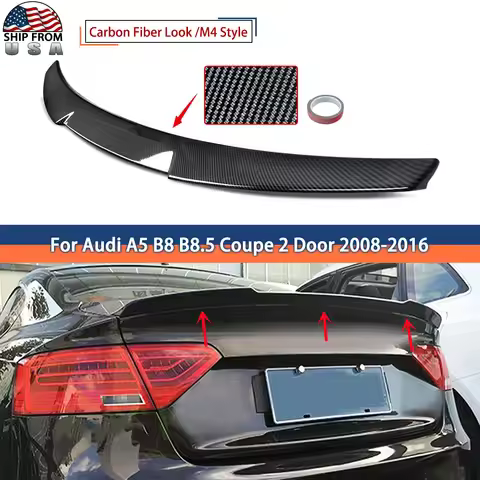 Rear Trunk Spoiler Wing for Audi A5 B8/B8.5 Coupe 2008-16 M4 Style Carbon Style