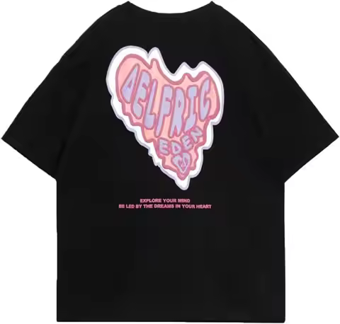 Aelfric Eden Graphic Tees for Women Heart Foam Print Crewneck Short Sleeve T Shirts Casual Summer St