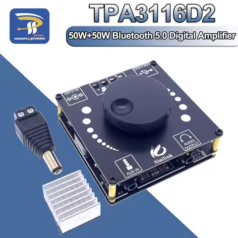 50W+50W Bluetooth 5.0 Digital TPA3116 Audio Power Amplifier Class D 10W~200W HiFi Stereo TPA3116D2 U