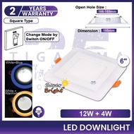 LED Recessed Downlight 4Inch 6W+4W / 6Inch 12W+4W Round Square LED Colour Downlight (White+Blue / Wh